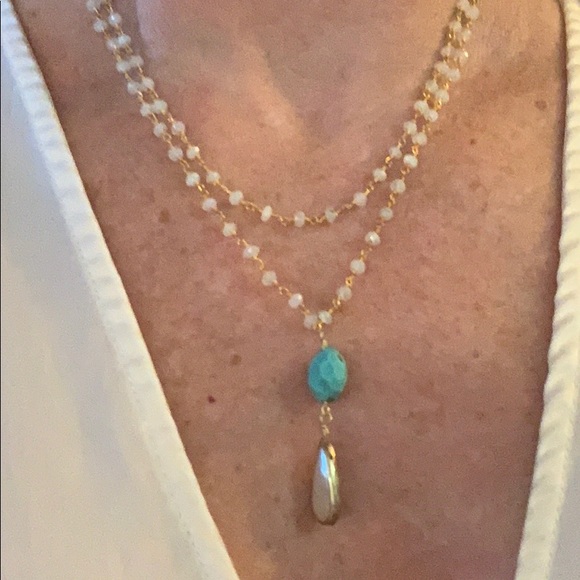 Turquoise, moonstone layered necklace - Picture 1 of 5